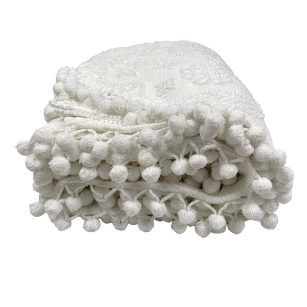 Vintage Bates Chenille Blanket White Twin Bedding - Picture 3 of 13